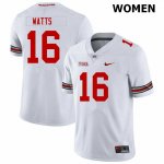 NCAA Ohio State Buckeyes Women's #16 Ryan Watts White Nike Football College Jersey IAZ2645EJ